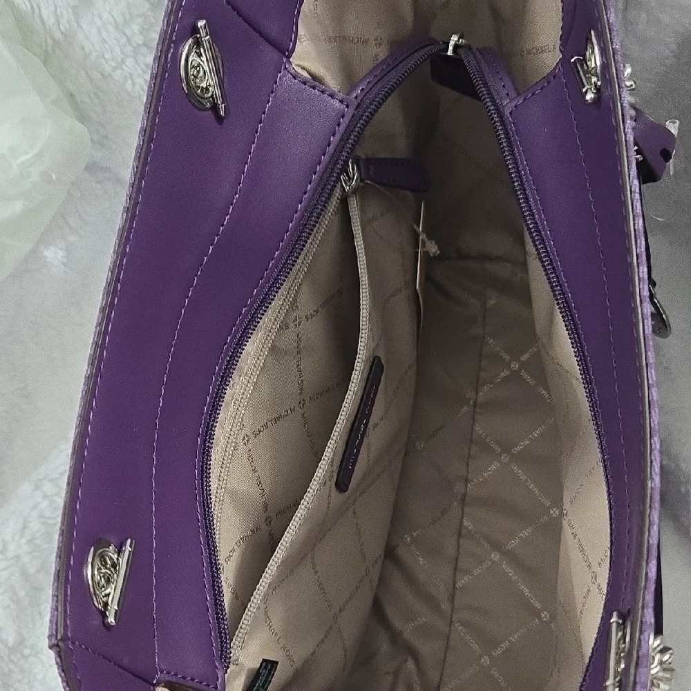 Michael Kors Purple Signature Canvas Tote - Picture 4 of 12